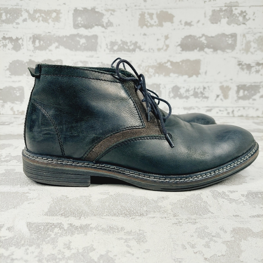 Alfani Knight Black Leather Lace Up Fashion Chukka Casual Boots C7 - Picture 4 of 13